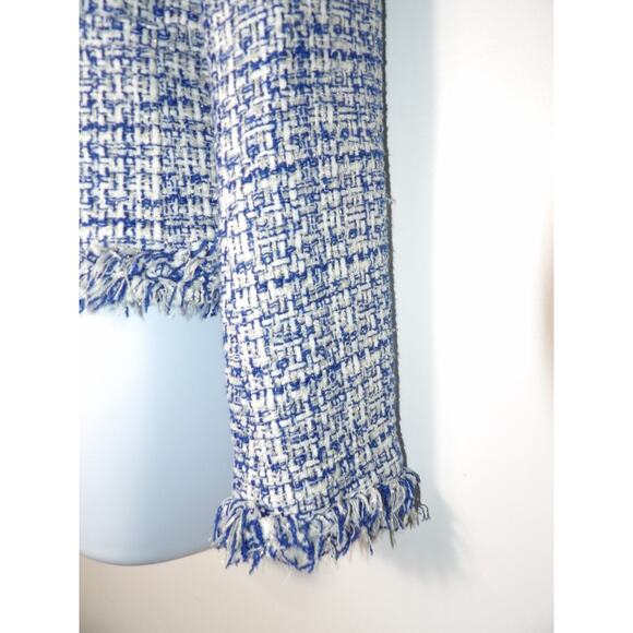 Carolina Belle Montreal Blazer Cardigan Small Tweed Blue Silver Woven Artsy - Picture 10 of 14